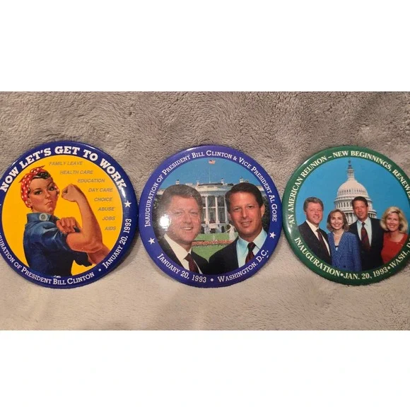 Bill Clinton Inauguration 1993 Political Memorabilia Pins Set‎ 5 Piece Lot - Picture 3 of 3
